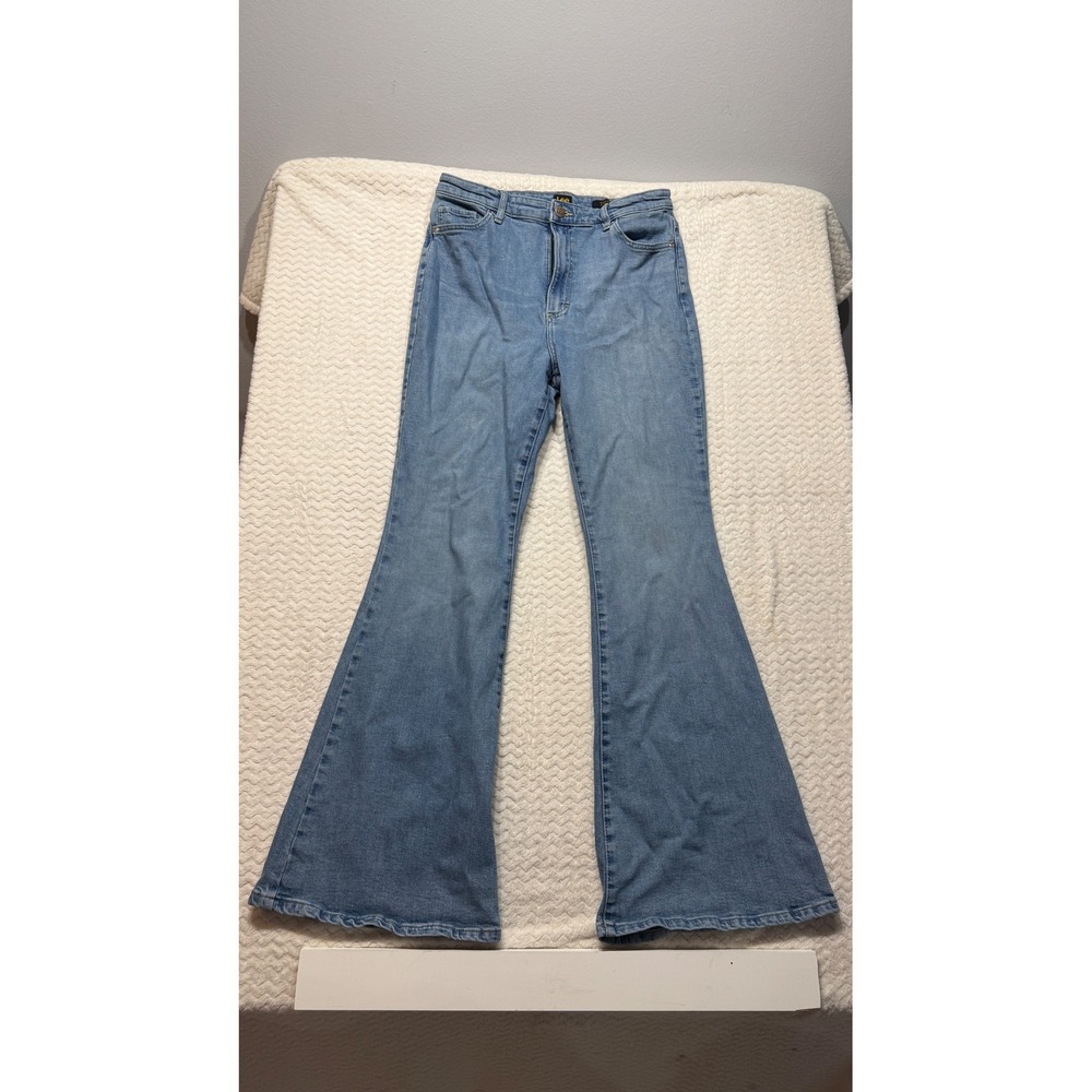 Lee Womens High Rise Flare Jeans Light Wash Blue Denim Size 32